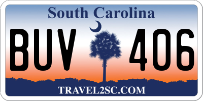 SC license plate BUV406