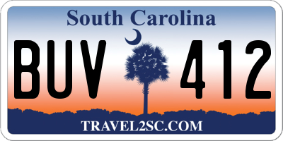 SC license plate BUV412