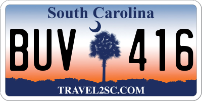 SC license plate BUV416