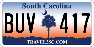 SC license plate BUV417