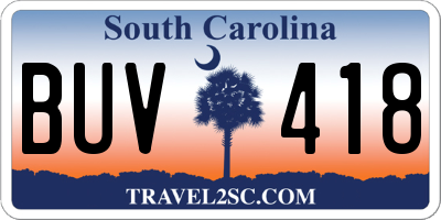SC license plate BUV418
