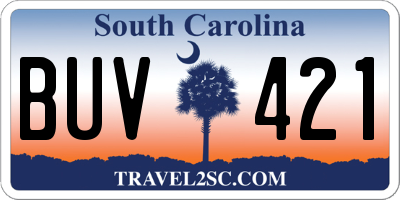 SC license plate BUV421
