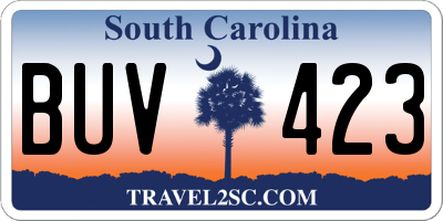SC license plate BUV423