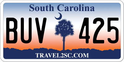 SC license plate BUV425