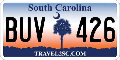 SC license plate BUV426