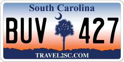 SC license plate BUV427