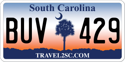 SC license plate BUV429