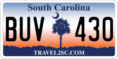 SC license plate BUV430