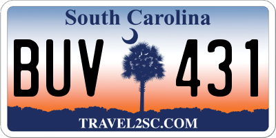 SC license plate BUV431