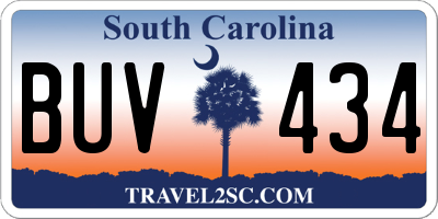 SC license plate BUV434