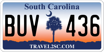 SC license plate BUV436
