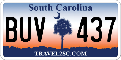SC license plate BUV437