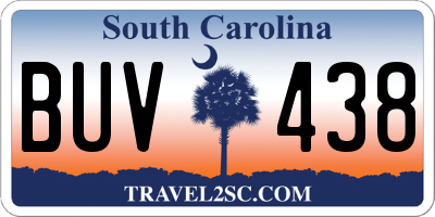 SC license plate BUV438
