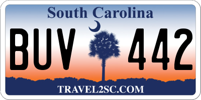 SC license plate BUV442