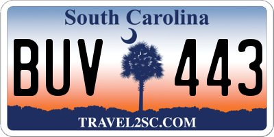 SC license plate BUV443