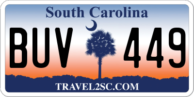 SC license plate BUV449
