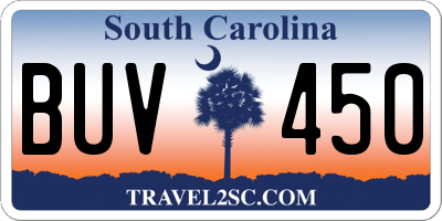SC license plate BUV450
