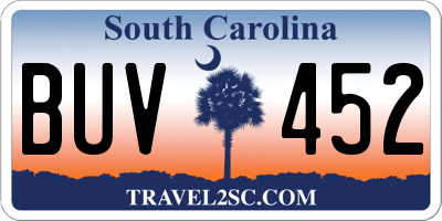 SC license plate BUV452