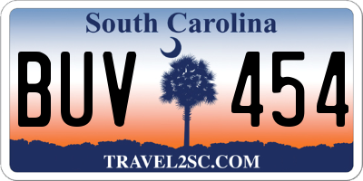 SC license plate BUV454