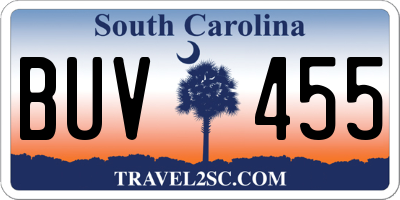 SC license plate BUV455