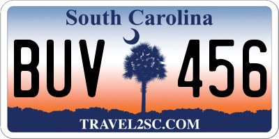 SC license plate BUV456