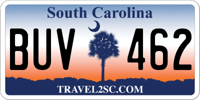 SC license plate BUV462