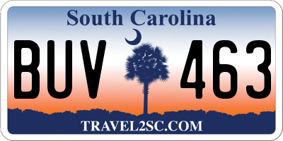 SC license plate BUV463