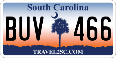 SC license plate BUV466