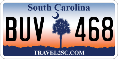 SC license plate BUV468