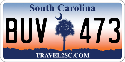 SC license plate BUV473