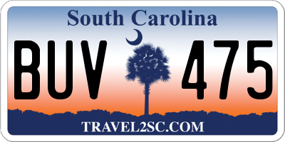 SC license plate BUV475
