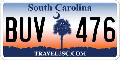 SC license plate BUV476