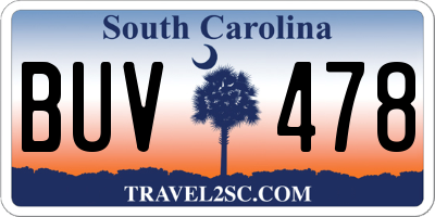 SC license plate BUV478
