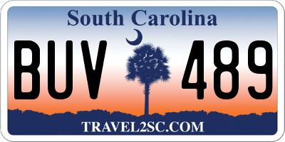 SC license plate BUV489