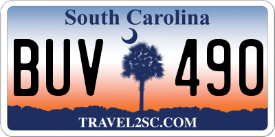 SC license plate BUV490