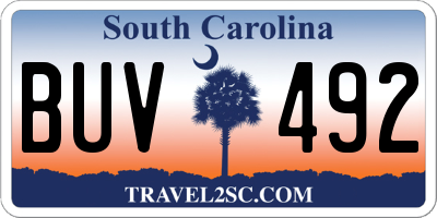 SC license plate BUV492