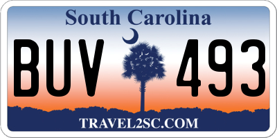 SC license plate BUV493