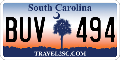 SC license plate BUV494