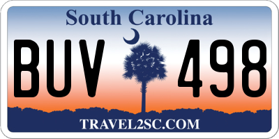 SC license plate BUV498