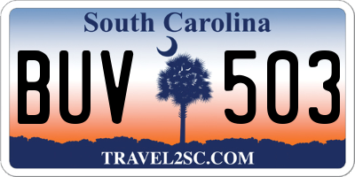 SC license plate BUV503