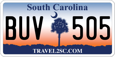 SC license plate BUV505
