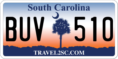 SC license plate BUV510