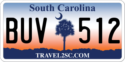 SC license plate BUV512