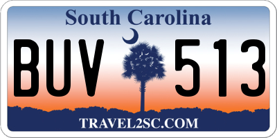 SC license plate BUV513