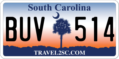 SC license plate BUV514