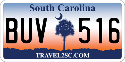 SC license plate BUV516