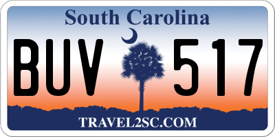 SC license plate BUV517
