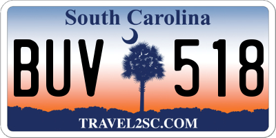 SC license plate BUV518