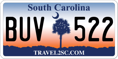 SC license plate BUV522