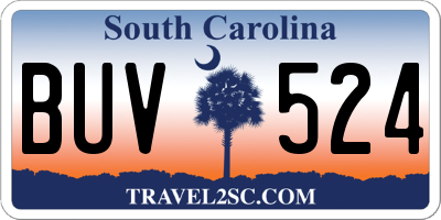SC license plate BUV524